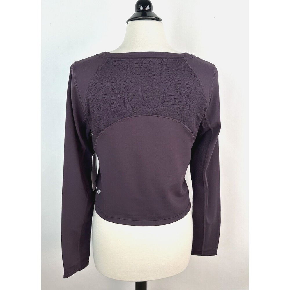 NWT Athleta Shanti Lace Top Plus 1X 16W 18W Deep Crocus Violet Fitted Crop Scoop - Picture 10 of 16